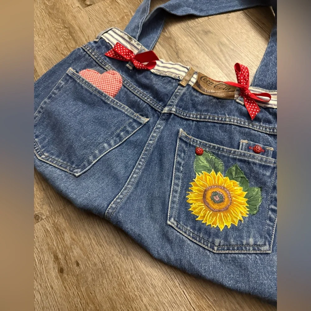 Handmade Sunflower & Ladybug Denim Bumbag Purse